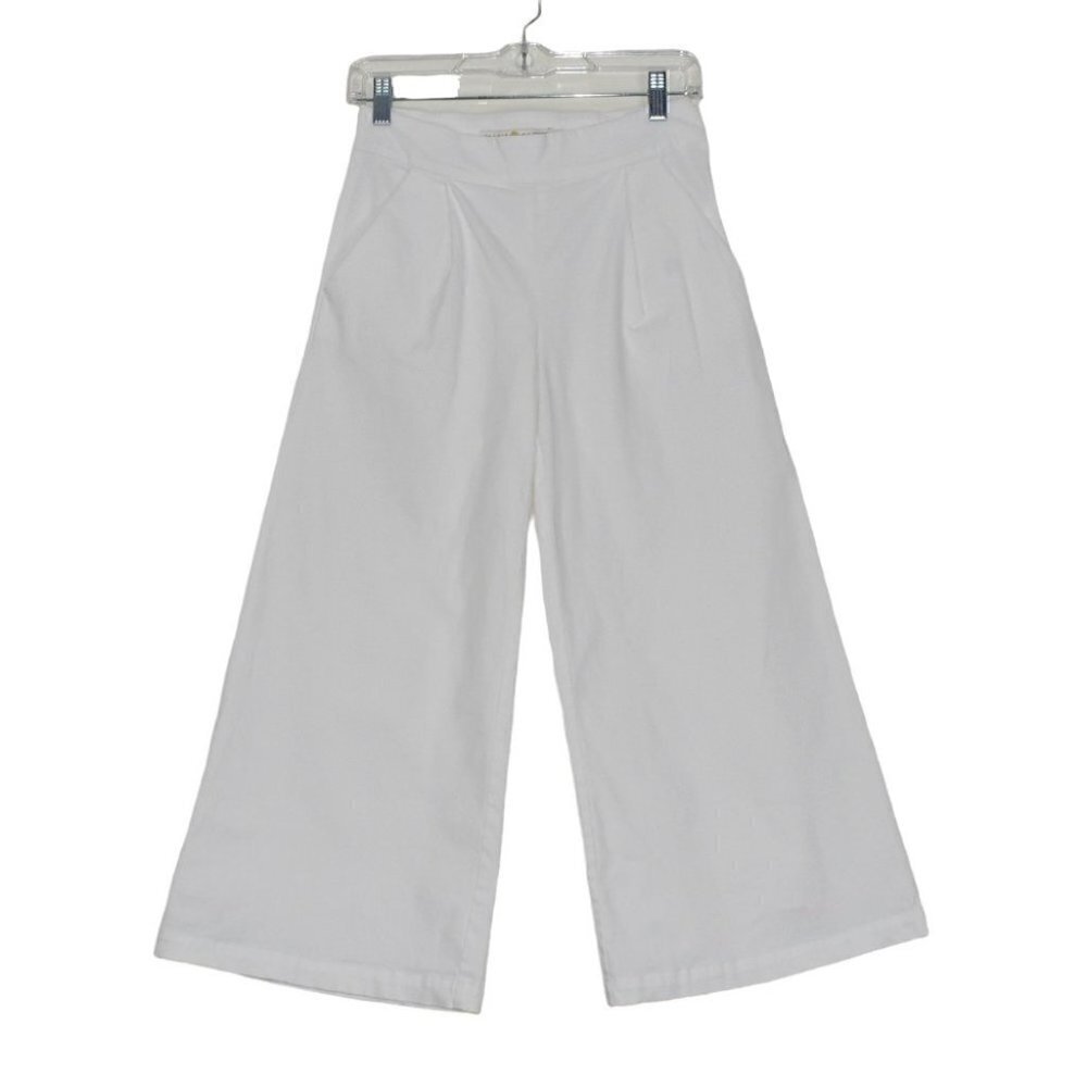 Marie Oliver Crop Wide-Leg Solid White Pant Size 0